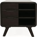 Marlowe 24 Inch Curved End Table with Storage Drawers In Dark Brown