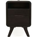 Marlowe USB Charging Curved Chairside End Table with Storage Drawers In Dark Brown