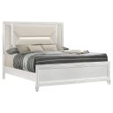 Marmore 64 Inch Queen Panel Bed LED Headboard In White and Off White