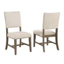Martha Upholstered Dining Chairs Set of 2 In Beige Linen and Brown Oak Wood Frame
