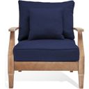 The appearance of Martinique Wood Patio Armchair In Natural and Navy designed by Safavieh Couture in the modern / contemporary interior design. This navy piece of furniture was selected by 1StopBedrooms from Martinique Collection to add a touch of cosiness and style into your home. Sku: CPT1011D. Material: Wood.