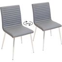 The appearance of Mason Contemporary Dining/Accent Chair With Swivel In Stainless Steel, Walnut Wood, And Grey Faux Leather - Set Of 2 designed by Lumisource in the modern / contemporary interior design. This walnut piece of furniture  was selected by 1StopBedrooms from Mason Collection to add a touch of cosiness and style into your home. Sku: CH-MSNSWV WLGY2. Material: Faux Leather.