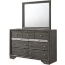 The appearance of Matrix Mirror In Gray designed by Galaxy Home Furnishings in the traditional interior design. This gray piece of furniture was selected by 1StopBedrooms from Matrix Collection to add a touch of cosiness and style into your home. Sku: 808857931726. Material: Wood.