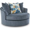 The appearance of Maxon Place Oversized Swivel Accent Chair In Navy designed by Signature Design by Ashley in the modern / contemporary interior design. This navy piece of furniture was selected by 1StopBedrooms from Maxon Place Collection to add a touch of cosiness and style into your home. Sku: 3300321. Material: Polyester.