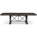 The appearance of Maylee Dining Extension Table In Dark Brown designed by Signature Design by Ashley in the traditional interior design. This dark brown piece of furniture  was selected by 1StopBedrooms from Maylee Collection to add a touch of cosiness and style into your home. Sku: D947-55B;D947-55T. Material: Wood. Table Top Shape: Rectangular. Size: 108" x 44".