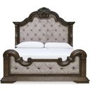 The appearance of Maylee Queen Upholstered Bed In Dark Brown designed by Signature Design by Ashley in the traditional interior design. This dark brown piece of furniture  was selected by 1StopBedrooms from Maylee Collection to add a touch of cosiness and style into your home. Sku: B947-54;B947-57;B947-97. Material: Fabric. Bed Size: Queen. Bed Type: Upholstered Bed.