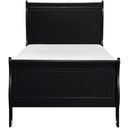 The appearance of Mayville Burnished Black Twin Sleigh Bed designed by Homelegance in the modern / contemporary interior design. This black piece of furniture  was selected by 1StopBedrooms from Mayville Collection to add a touch of cosiness and style into your home. Sku: 2147TBK-1;2147TBK-3. Bed Type: Sleigh Bed. Material: Wood. Bed Size: Twin.