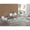 The appearance of MC Premier Extension Table In Stainless Steel designed by J&M in the modern / contemporary interior design. This stainless steel piece of furniture was selected by 1StopBedrooms from Premier Collection to add a touch of cosiness and style into your home. Sku: 17741. Material: Glass. Table Top Shape: Rectangular. Size: 95".