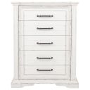 The appearance of McKinney 5-Drawer Bedroom Chest of Drawers In Vintage White designed by Coaster in the traditional interior design. This vintage white piece of furniture  was selected by 1StopBedrooms from McKinney Collection to add a touch of cosiness and style into your home. Sku: 215875. Material: MDF.