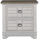Meadowbrook 2 Drawer Nightstand with Sand Top In Whitewash