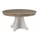 The appearance of Meadowbrook Round Dining Table In White Wash designed by American Woodcrafters in the coastal interior design. This white wash piece of furniture was selected by 1StopBedrooms from Meadowbrook Collection to add a touch of cosiness and style into your home. Sku: D-2610-551T;D-2610-551B. Table Top Shape: Round. Size: 58". Material: Hardwood.
