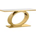 Megan Console Table In White Marble and Gold Stainless Steel Oval Base