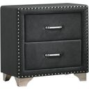 The appearance of Melody 2-drawer Upholstered Nightstand Grey designed by Coaster in the glam interior design. This grey piece of furniture  was selected by 1StopBedrooms from Melody Collection to add a touch of cosiness and style into your home. Sku: 223382. Material: Upholstered.