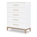 The appearance of Melrose 5 Drawer Chest In Cloud White and Desert Oak designed by Legacy Classic in the modern / contemporary interior design. This cloud white and desert oak piece of furniture  was selected by 1StopBedrooms from Melrose Collection to add a touch of cosiness and style into your home. Sku: 4230-2200. Material: MDF.