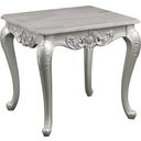 The appearance of Melrose End Table In Silver designed by Galaxy Home Furnishings in the modern / contemporary interior design. This silver piece of furniture  was selected by 1StopBedrooms from Melrose Collection to add a touch of cosiness and style into your home. Sku: 601955552165. Material: Wood.