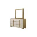 Melrose Farmhouse Melamine MDF Dresser with Mirror in Natural and White