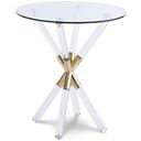The appearance of Mercury End Table In Acrylic and Gold designed by Meridian in the modern / contemporary interior design. This gold piece of furniture was selected by 1StopBedrooms from Mercury Collection to add a touch of cosiness and style into your home. Sku: 284-E Box 1/2 (Glass Top);284-E Box 2/2 (Base). Material: Metal.