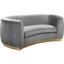 Julian Velvet Loveseat In Grey/Gold