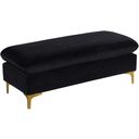 The appearance of Naomi Velvet Ottoman In Black designed by Meridian in the modern / contemporary interior design. This black piece of furniture  was selected by 1StopBedrooms from Naomi Collection to add a touch of cosiness and style into your home. Sku: 636Black-Ott. Material: Velvet.