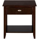 The appearance of Merlot Warm End Table In Merlot designed by Jofran in the transitional interior design. This merlot piece of furniture  was selected by 1StopBedrooms from Merlot Collection to add a touch of cosiness and style into your home. Sku: 1030-3. Material: MDF.