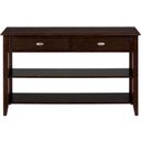 The appearance of Merlot Warm 48 Inch Sofa Table In Merlot designed by Jofran in the transitional interior design. This merlot piece of furniture  was selected by 1StopBedrooms from Merlot Collection to add a touch of cosiness and style into your home. Sku: 1030-4. Material: MDF.