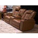 Mestrino Power Reclining Loveseat with Console In Amber