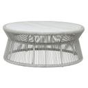 The appearance of Miami Coffee Table with Honed Cararra Marble Top in Silver Frost designed by Sunset West in the modern / contemporary interior design. This silver frost piece of furniture was selected by 1StopBedrooms from Miami Collection to add a touch of cosiness and style into your home. Sku: SW4401-CT. Material: Olefin Rope.