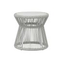 The appearance of Miami End Table with Honed Carrara Marble Top in Silver Frost designed by Sunset West in the modern / contemporary interior design. This silver frost piece of furniture was selected by 1StopBedrooms from Miami Collection to add a touch of cosiness and style into your home. Sku: SW4401-ET. Material: Olefin Rope.