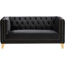 The appearance of Michelle Velvet Loveseat In Black designed by Meridian in the modern / contemporary interior design. This black piece of furniture was selected by 1StopBedrooms from Michelle Collection to add a touch of cosiness and style into your home. Sku: 652Black-L. Material: Velvet.