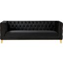 The appearance of Michelle Velvet Sofa In Black designed by Meridian in the modern / contemporary interior design. This black piece of furniture was selected by 1StopBedrooms from Michelle Collection to add a touch of cosiness and style into your home. Sku: 652Black-S. Material: Velvet.