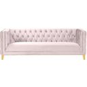 The appearance of Michelle Velvet Sofa In Pink designed by Meridian in the modern / contemporary interior design. This pink piece of furniture  was selected by 1StopBedrooms from Michelle Collection to add a touch of cosiness and style into your home. Sku: 652Pink-S. Material: Velvet.