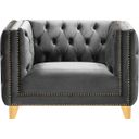 The appearance of Michelle Velvet Chair In Grey designed by Meridian in the modern / contemporary interior design. This grey piece of furniture  was selected by 1StopBedrooms from Michelle Collection to add a touch of cosiness and style into your home. Sku: 652Grey-C. Material: Velvet.