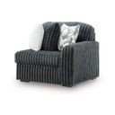 The appearance of Midnight-Madness RAF Corner Chair In Gunmetal designed by Signature Design by Ashley in the modern / contemporary interior design. This gunmetal piece of furniture was selected by 1StopBedrooms from Midnight-Madness Collection to add a touch of cosiness and style into your home. Sku: 9810565. Material: Fabric.
