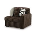 The appearance of Midnight-Madness Right-Arm Facing Corner Chair In Chocolate designed by Signature Design by Ashley in the modern / contemporary interior design. This chocolate piece of furniture was selected by 1StopBedrooms from Midnight-Madness Collection to add a touch of cosiness and style into your home. Sku: 9810465. Material: Fabric.