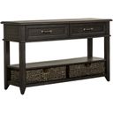 The appearance of Mill Creek 2 Drawer Sofa Table In Dark Brown designed by Liberty in the transitional interior design. This dark brown piece of furniture was selected by 1StopBedrooms from Mill Creek Collection to add a touch of cosiness and style into your home. Sku: 792-OT1030. Material: Rubberwood.