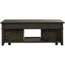 The appearance of Mill Creek Lift Top Cocktail Table In Peppercorn designed by Liberty in the transitional interior design. This peppercorn piece of furniture was selected by 1StopBedrooms from Mill Creek Collection to add a touch of cosiness and style into your home. Sku: 792-OT1011. Material: Rubberwood.