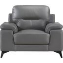 The appearance of Mischa Dark Gray Leather Chair designed by Homelegance in the modern / contemporary interior design. This gray piece of furniture was selected by 1StopBedrooms from Mischa Collection to add a touch of cosiness and style into your home. Sku: 9514DGY-1. Material: Leather.