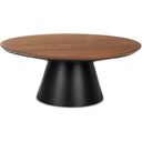 The appearance of Mitchell Black Metal Pedestal Base With Brown Wood Top Coffee Table designed by Mercana in the modern / contemporary interior design. This black and brown piece of furniture  was selected by 1StopBedrooms from Mitchell Collection to add a touch of cosiness and style into your home. Sku: 69907-AB. Material: Wood.