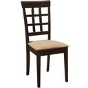 The appearance of Gabriel Lattice Back Side Chairs Cappuccino and Tan Set of 2 designed by Coaster in the transitional interior design. This cappuccino piece of furniture was selected by 1StopBedrooms from Gabriel Collection to add a touch of cosiness and style into your home. Sku: 100772. Material: Wood.