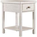 The appearance of Modern Farmhouse Drawer Chair Side Table In White designed by Liberty in the country / farmhouse interior design. This white piece of furniture  was selected by 1StopBedrooms from Modern Farmhouse Collection to add a touch of cosiness and style into your home. Sku: 406W-OT1023. Material: Poplar.