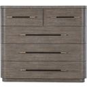 The appearance of Modern Mood Bachelors Chest In Dark Wood designed by Hooker in the modern / contemporary interior design. This dark wood piece of furniture was selected by 1StopBedrooms from Modern Mood Collection to add a touch of cosiness and style into your home. Sku: 6850-90017-89. Material: Oak Veneer.