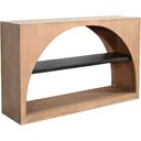 The appearance of Modern Wood Sofa Table with Arched Open Shelf Design In Umbra and Oak Grove designed by Sunny Designs in the modern / contemporary interior design. This umbra and oak grove piece of furniture was selected by 1StopBedrooms from Modern Collection to add a touch of cosiness and style into your home. Sku: 3198OUM-S. Material: Solid Wood.