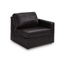 The appearance of ModMax II Right-Arm Facing Corner Chair In Black designed by Signature Design by Ashley in the modern / contemporary interior design. This black piece of furniture was selected by 1StopBedrooms from ModMax II Collection to add a touch of cosiness and style into your home. Sku: 7430565. Material: Leather Match.