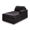 The appearance of ModMax II Right-Arm Facing Corner Chaise In Black designed by Signature Design by Ashley in the modern / contemporary interior design. This black piece of furniture  was selected by 1StopBedrooms from ModMax II Collection to add a touch of cosiness and style into your home. Sku: 7430517. Material: Leather Match.