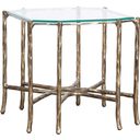 The appearance of Monier End Table In Antique Gold designed by Fairfield Chair in the transitional interior design. This antique gold piece of furniture  was selected by 1StopBedrooms from Monier Collection to add a touch of cosiness and style into your home. Sku: 8089-94-G. Material: Metal/Glass.