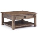 Monroe Solid Acacia Wood Square Coffee Table In Rustic Natural Aged Brown