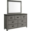 The appearance of Montauk Gray 7 Drawer Dresser With Mirror designed by Picket House in the transitional interior design. This gray piece of furniture was selected by 1StopBedrooms from Montauk Collection to add a touch of cosiness and style into your home. Sku: WE600DR;WE600MR. Material: Pine.