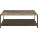 The appearance of Montclair Brindle Cocktail Table In Smoked Gold and Travertine designed by Universal in the modern / contemporary interior design. This smoked gold and travertine piece of furniture was selected by 1StopBedrooms from Montclair Collection to add a touch of cosiness and style into your home. Sku: U508801. Material: Stone.