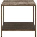 The appearance of Montclair Brindle End Table In Smoked Gold and Travertine designed by Universal in the modern / contemporary interior design. This smoked gold and travertine piece of furniture was selected by 1StopBedrooms from Montclair Collection to add a touch of cosiness and style into your home. Sku: U508802. Material: Marble.