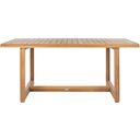 The appearance of Montford Teak Dining Table In Natural designed by Safavieh Couture in the modern / contemporary interior design. This natural piece of furniture  was selected by 1StopBedrooms from Montford Collection to add a touch of cosiness and style into your home. Sku: CPT1005A. Material: Wood. Table Top Shape: Rectangular.